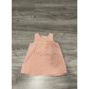 ZARA Baby Girl's Pink Overall Dress with Brown Polka Dots Size 3-6 Months